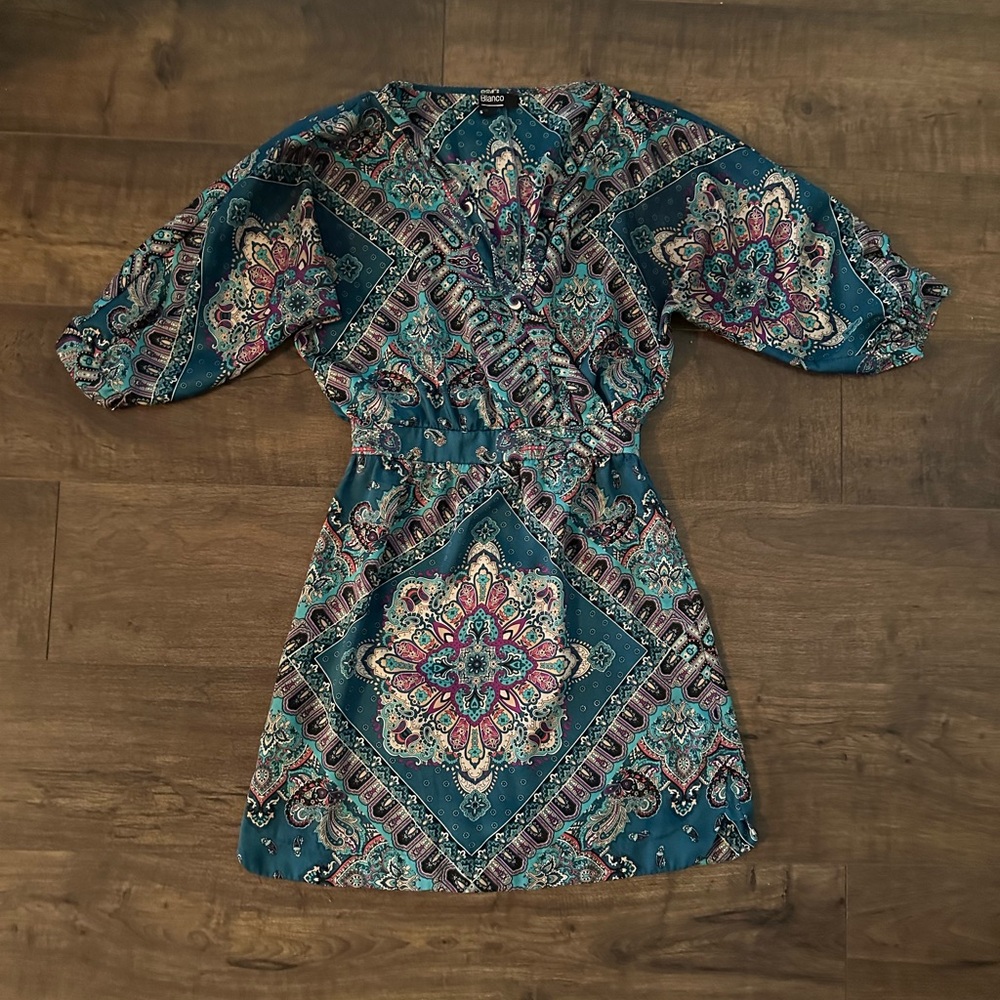 Teal Paisley Print Dress size small